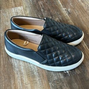 Quilted Black Slip-On Sneakers